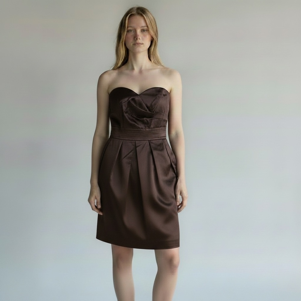 Teeze Me Strapless Sweetheart Chocolate Brown Cocktail Dress